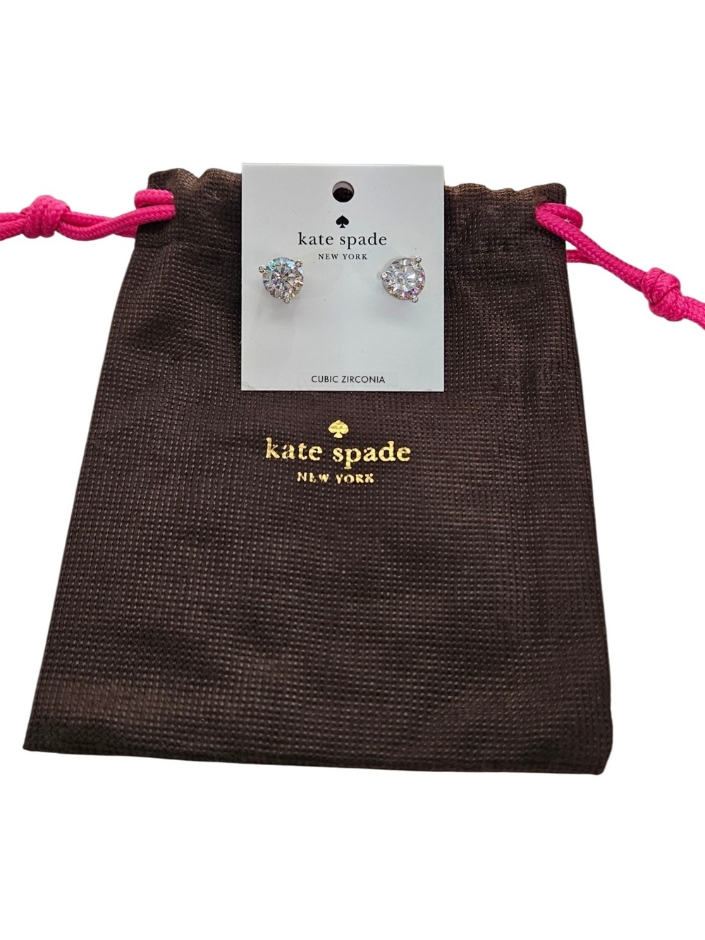Kate Spade NWTS Clear Crystal Stud Earrings with Jewelry Dusty